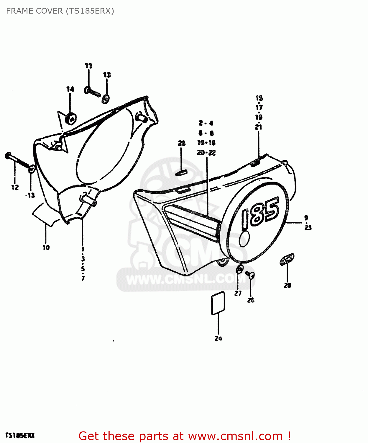 FRAME COVER (TS185ERX) TS185ER 1980 (T) (01 02 04 09 15 E17 E18 E21 E22 E24 E25 E26 E30