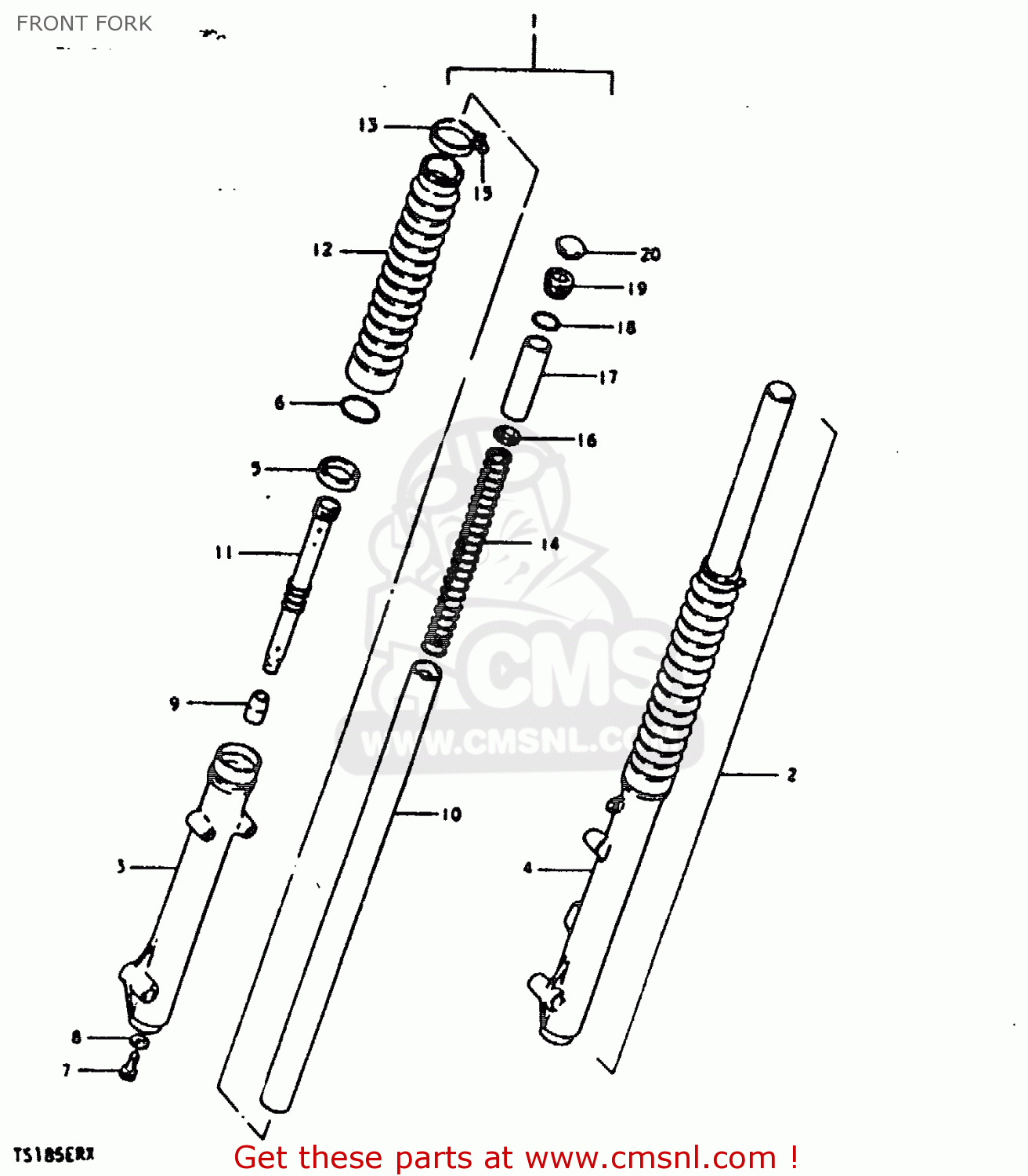 FRONT FORK TS185ER 1980 (T) (01 02 04 09 15 E17 E18 E21 E22 E24 E25 E26 E30