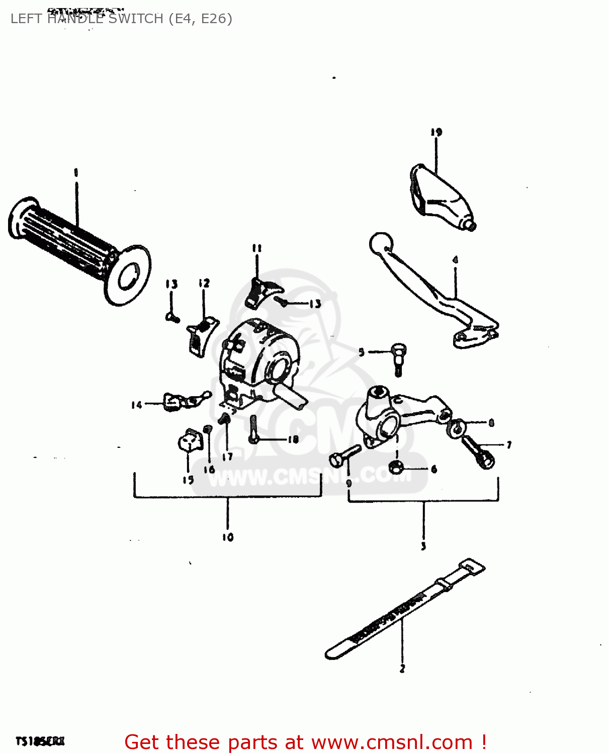 LEFT HANDLE SWITCH (E4, E26) TS185ER 1980 (T) (01 02 04 09 15 E17 E18 E21 E22 E24 E25 E26 E30