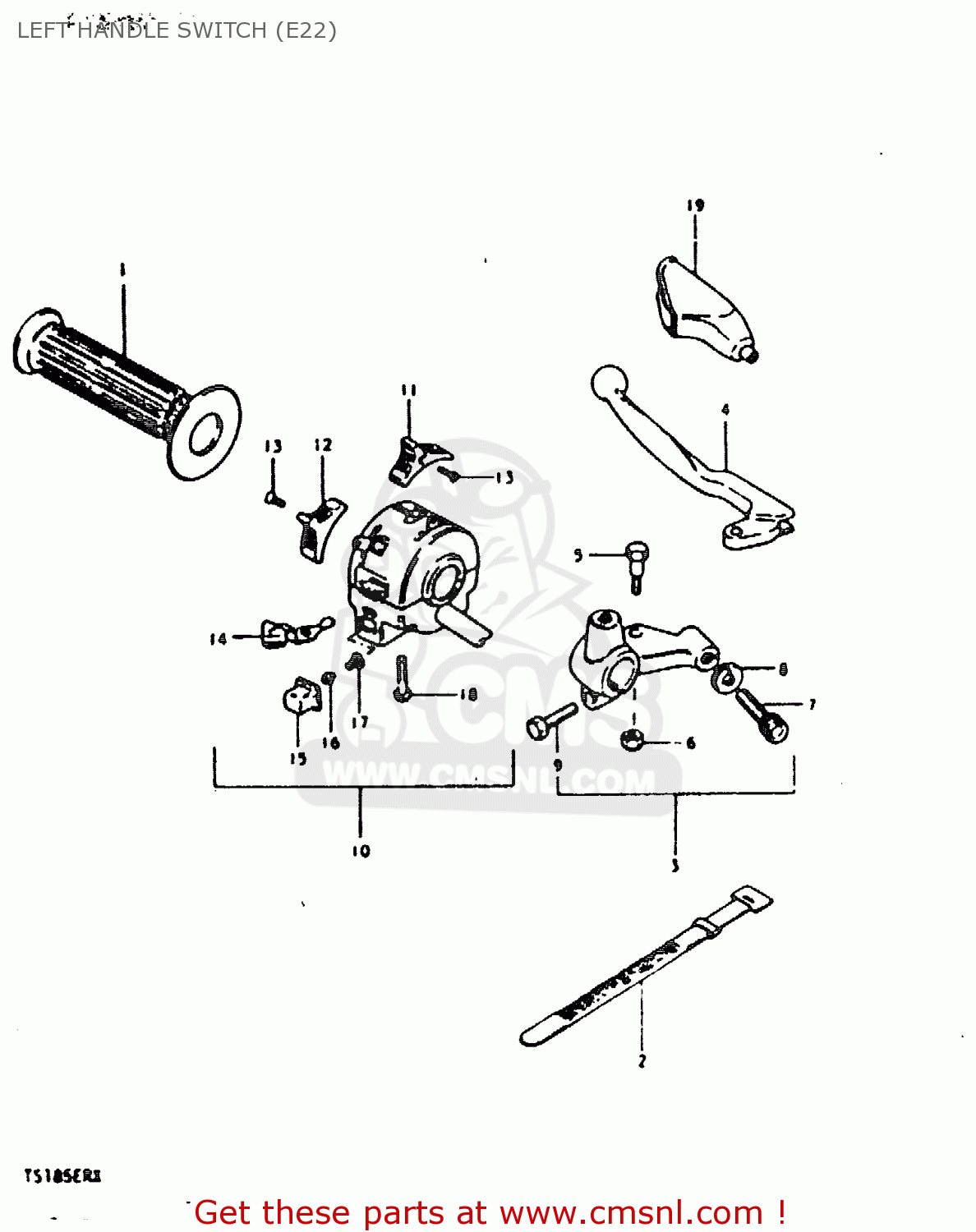 LEFT HANDLE SWITCH (E22) TS185ER 1980 (T) (01 02 04 09 15 E17 E18 E21 E22 E24 E25 E26 E30