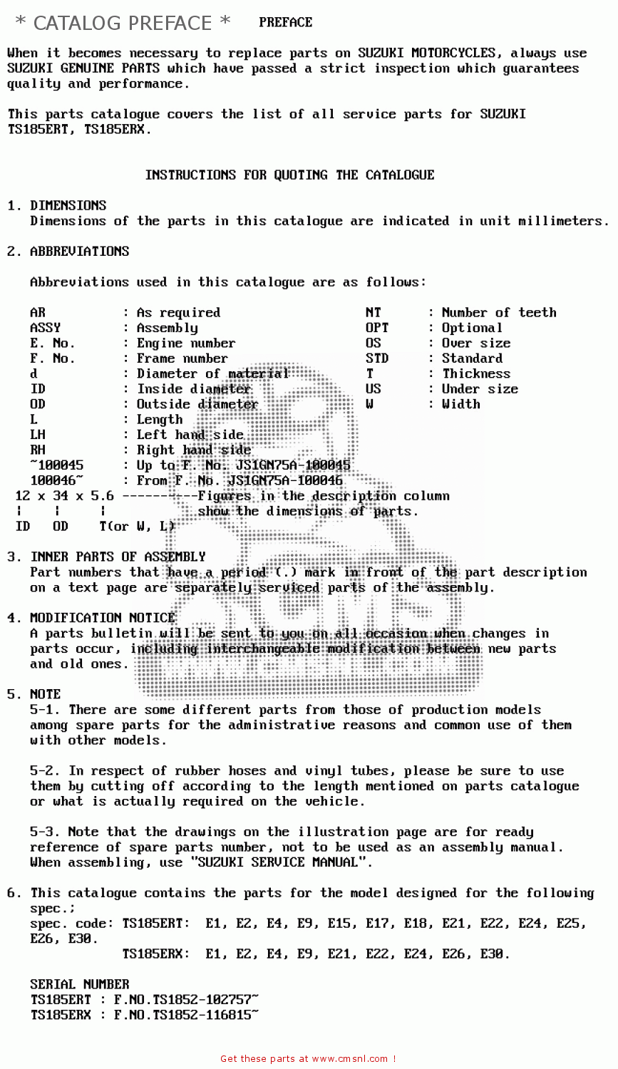 * CATALOG PREFACE * TS185ER 1980 (T) (01 02 04 09 15 E17 E18 E21 E22 E24 E25 E26 E30