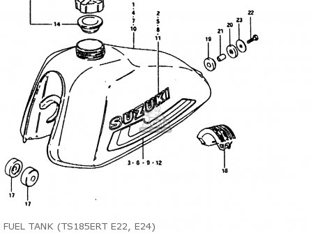 FUEL TANK (TS185ERT E22, E24) - TS185ER 1980 (T) (01 02 04 09 15 E17 E18 E21 E22 E24 E25 E26 E30