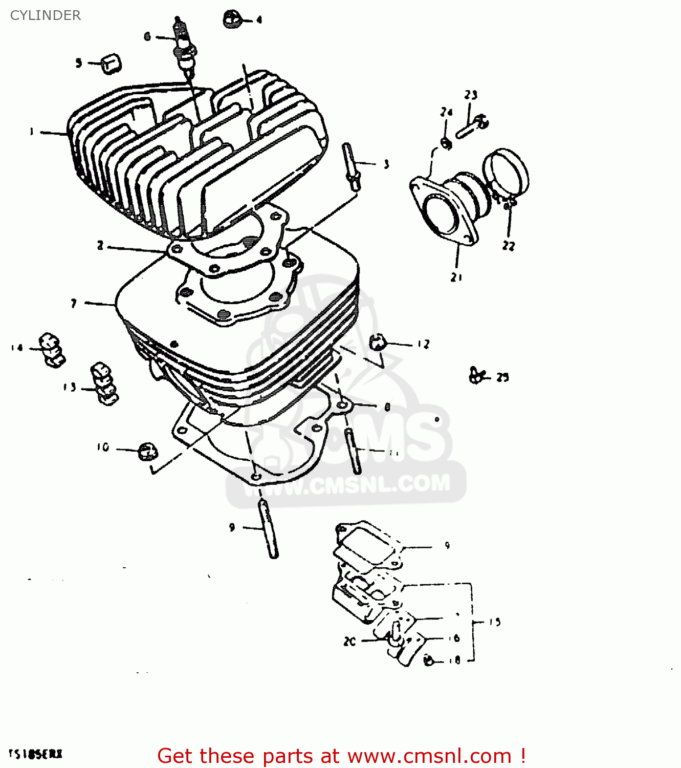 Suzuki TS185ER 1981 (X) (E01 E02 E04 E09 E21 E22 E24 E26 E30) CYLINDER ...