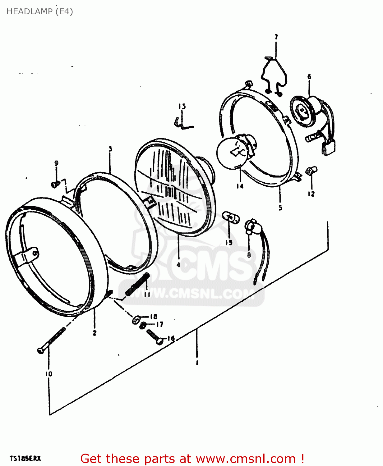 HEADLAMP (E4) TS185ER 1981 (X) (E01 E02 E04 E09 E21 E22 E24 E26 E30)