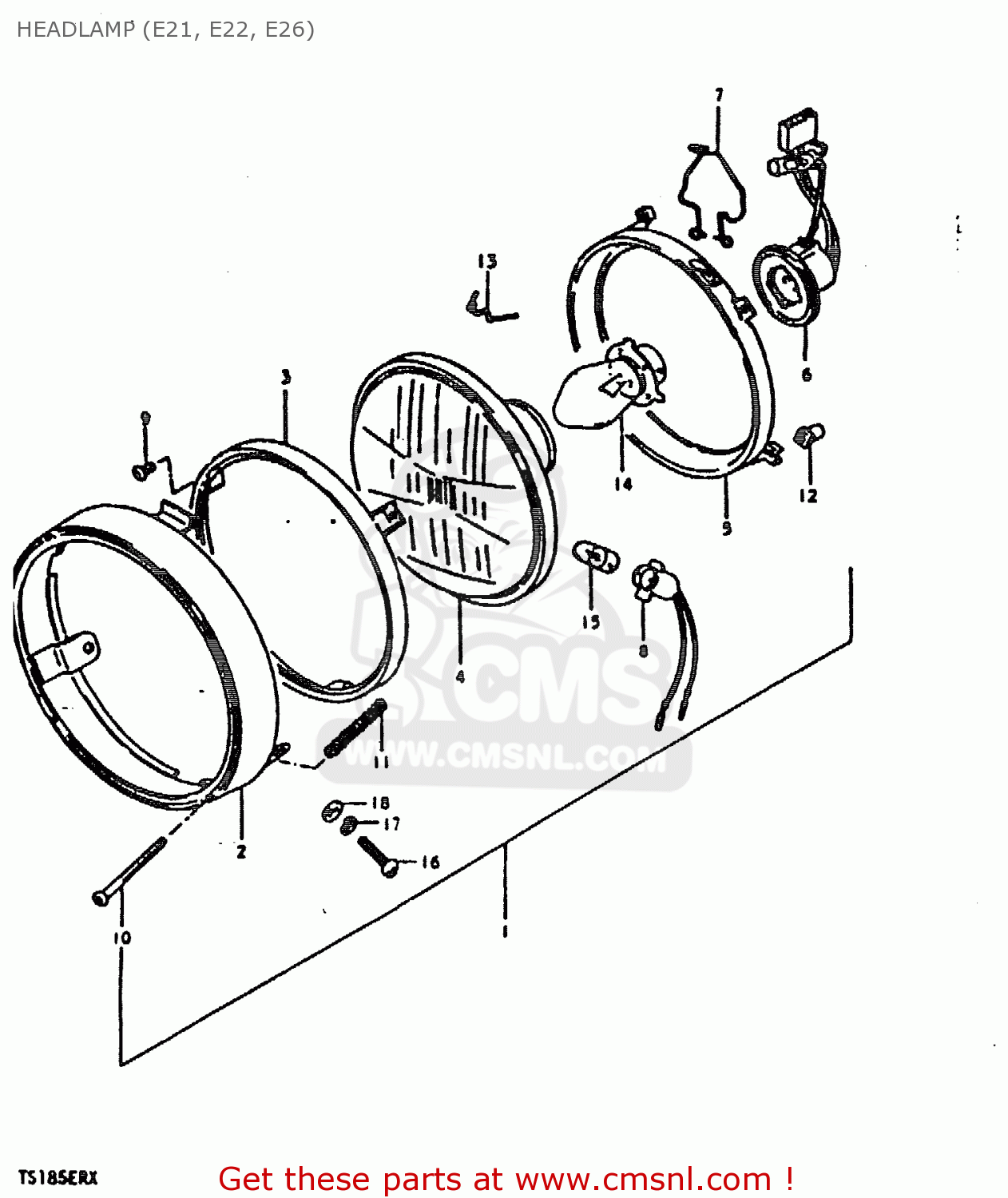 HEADLAMP (E21, E22, E26) TS185ER 1981 (X) (E01 E02 E04 E09 E21 E22 E24 E26 E30)