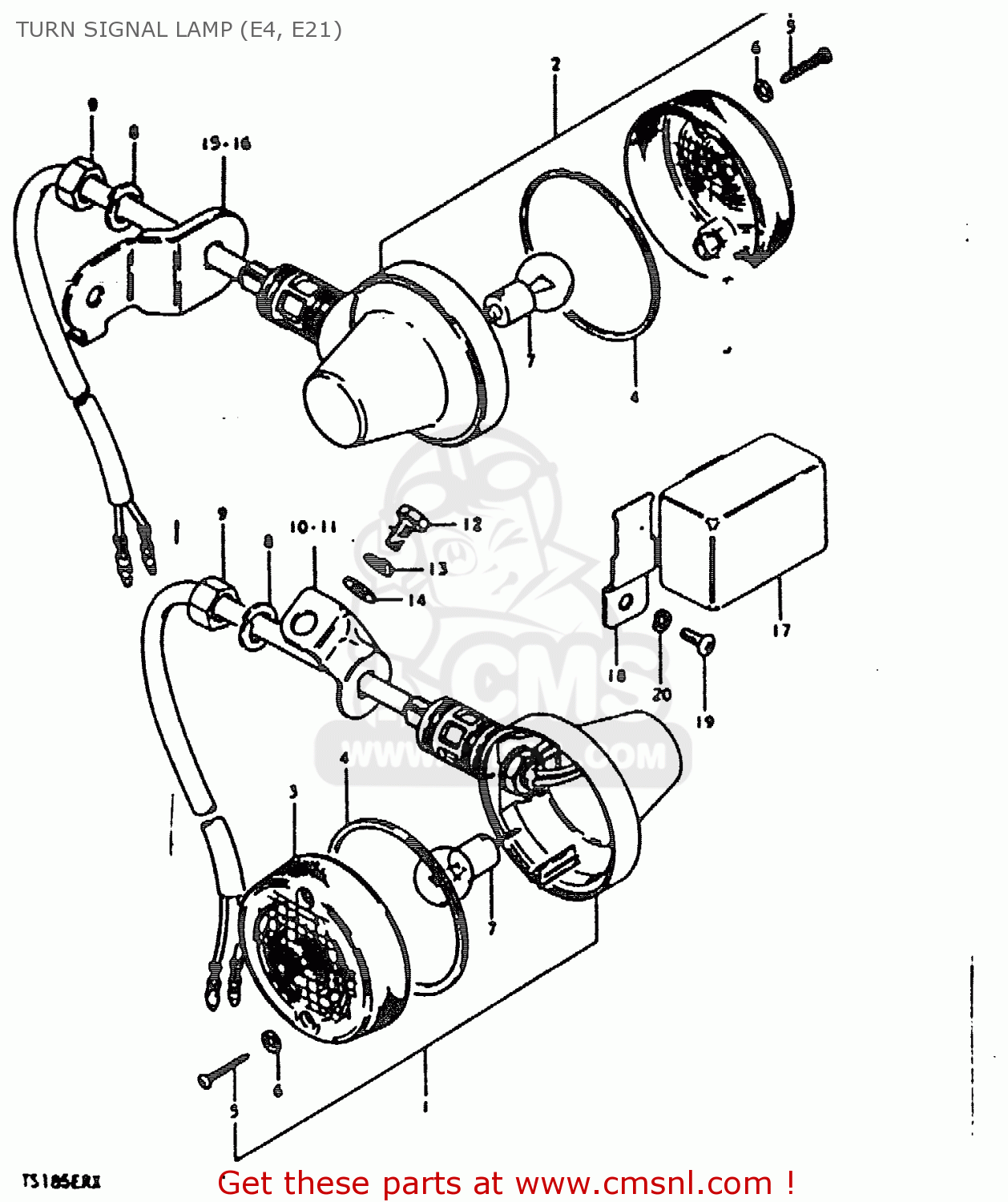 TURN SIGNAL LAMP (E4, E21) TS185ER 1981 (X) (E01 E02 E04 E09 E21 E22 E24 E26 E30)