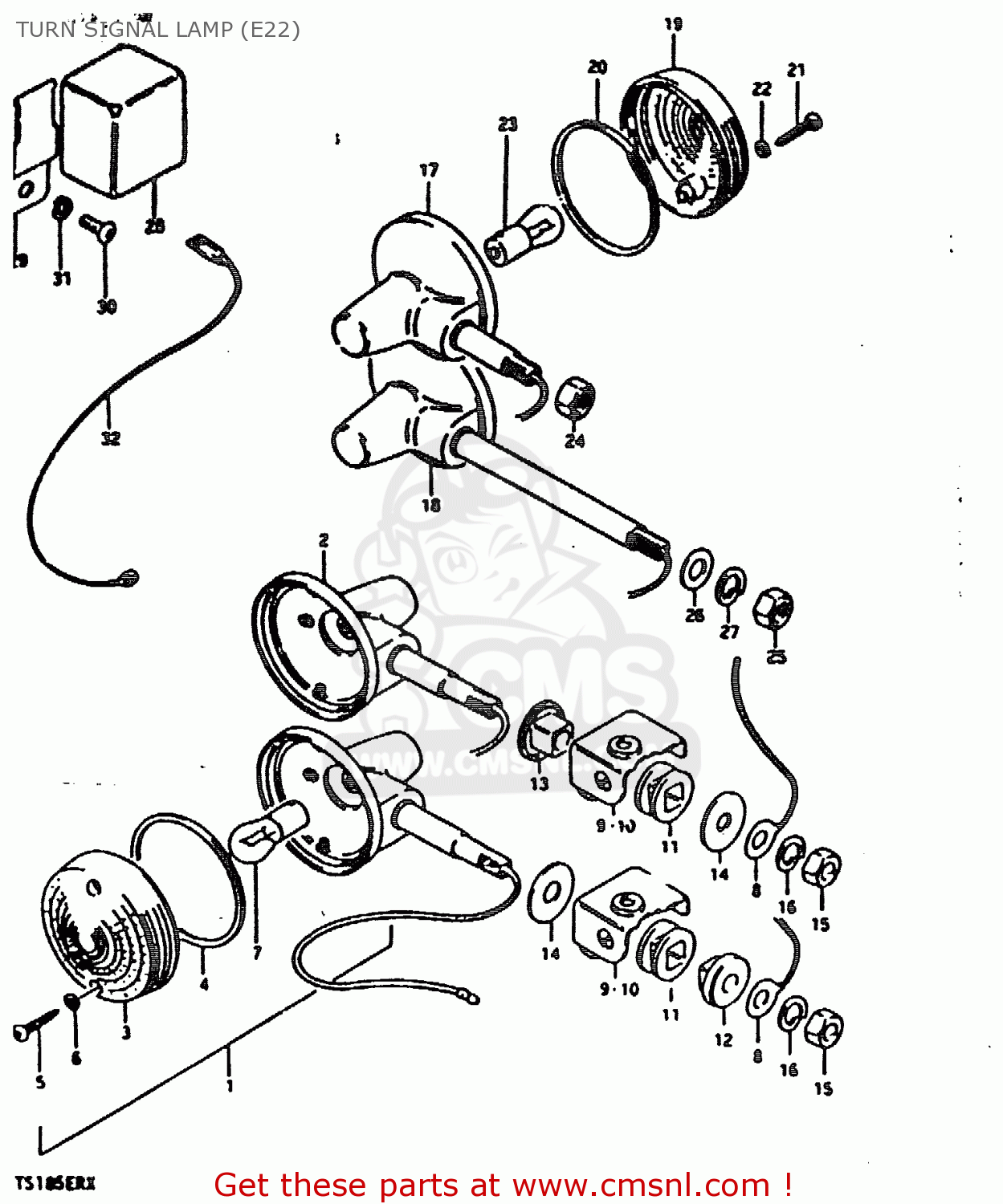 TURN SIGNAL LAMP (E22) TS185ER 1981 (X) (E01 E02 E04 E09 E21 E22 E24 E26 E30)