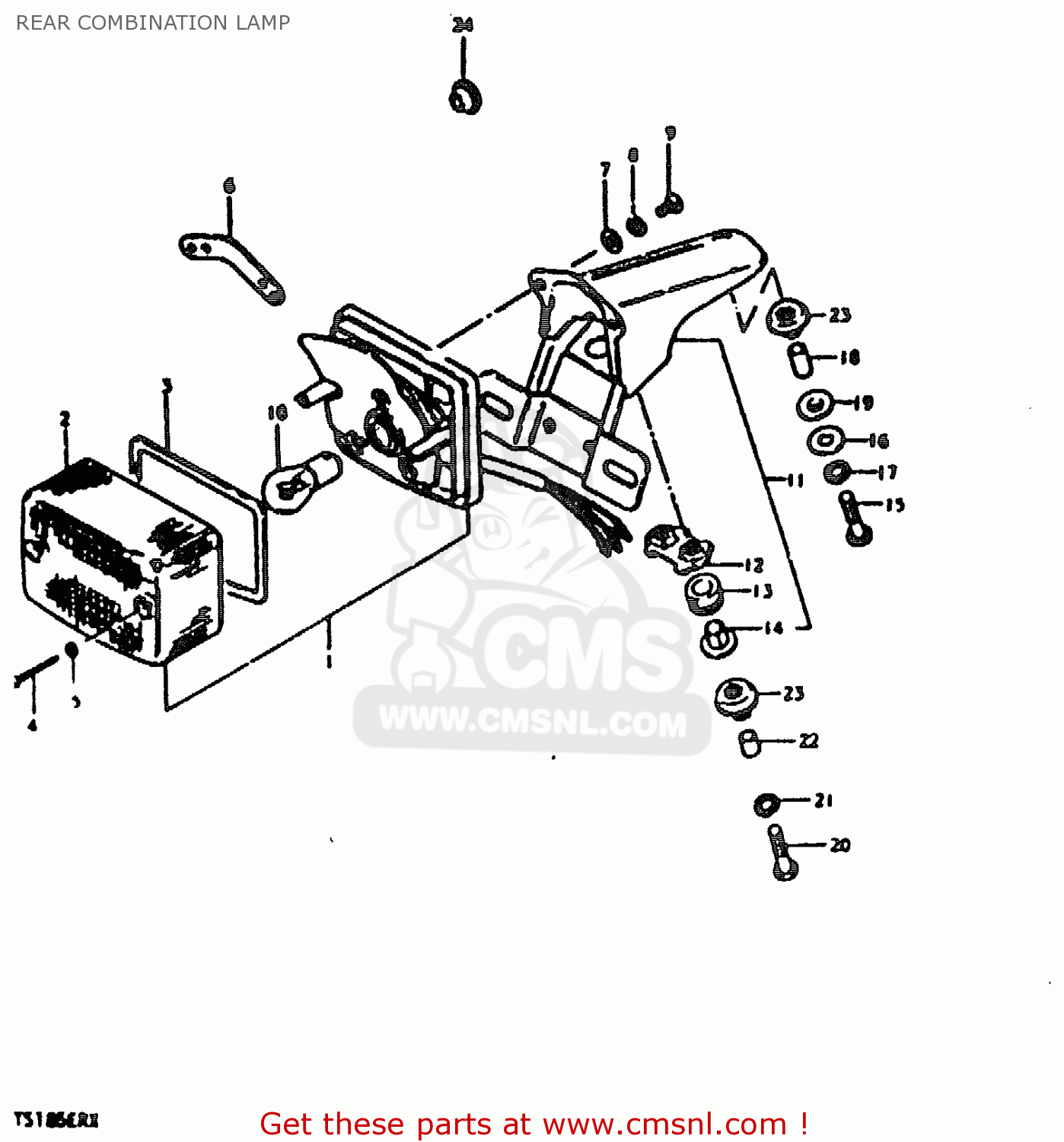 REAR COMBINATION LAMP TS185ER 1981 (X) (E01 E02 E04 E09 E21 E22 E24 E26 E30)