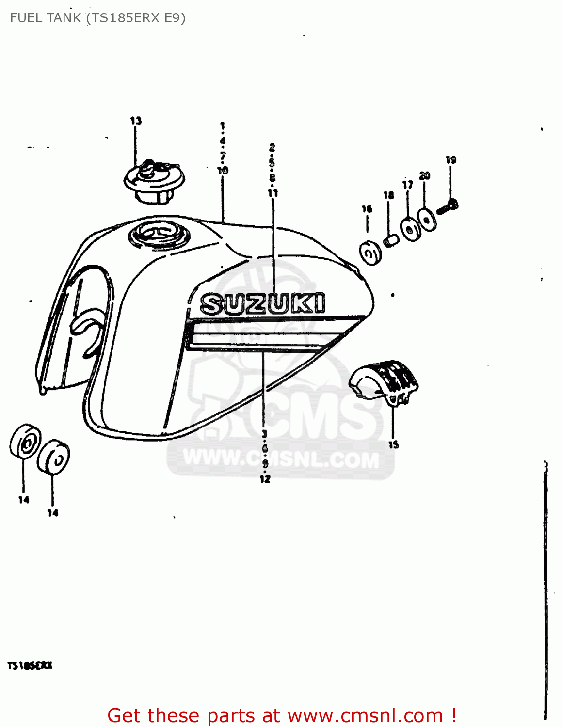 FUEL TANK (TS185ERX E9) TS185ER 1981 (X) (E01 E02 E04 E09 E21 E22 E24 E26 E30)