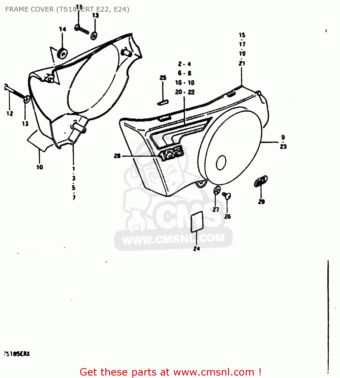 FRAME COVER (TS185ERT E22, E24) TS185ER 1981 (X) (E01 E02 E04 E09 E21 E22 E24 E26 E30)