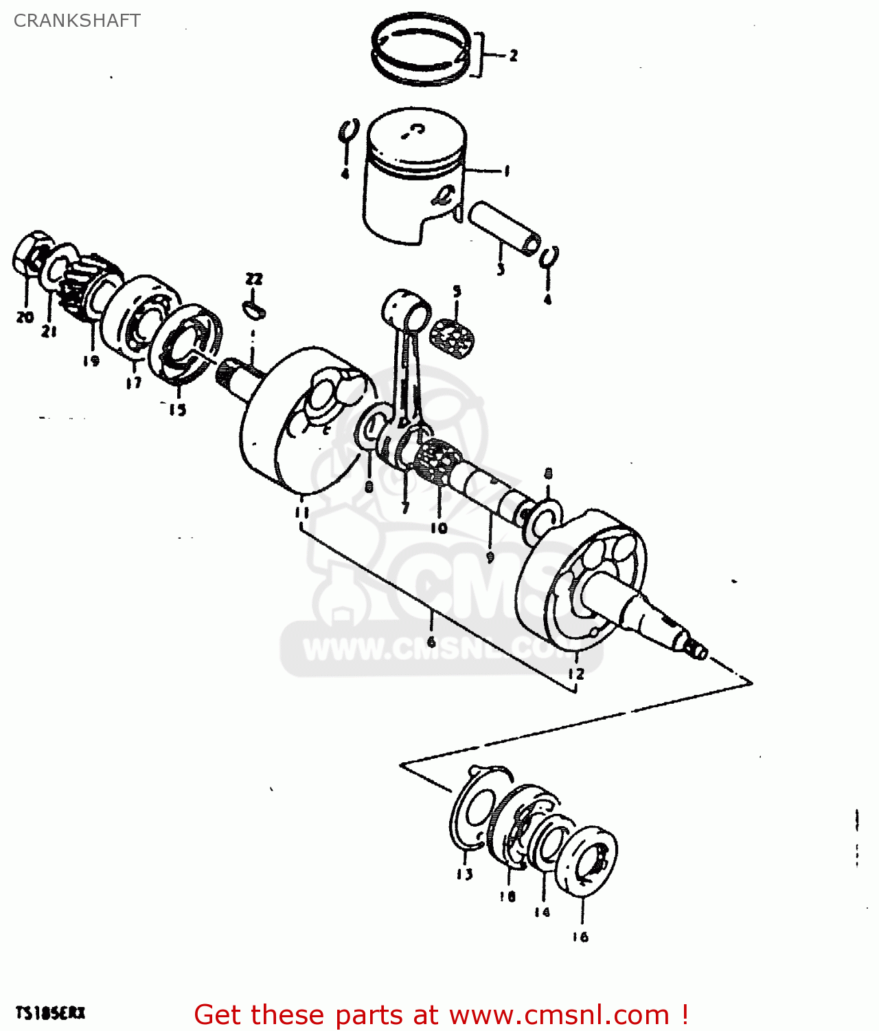 CRANKSHAFT TS185ER 1981 (X) (E01 E02 E04 E09 E21 E22 E24 E26 E30)