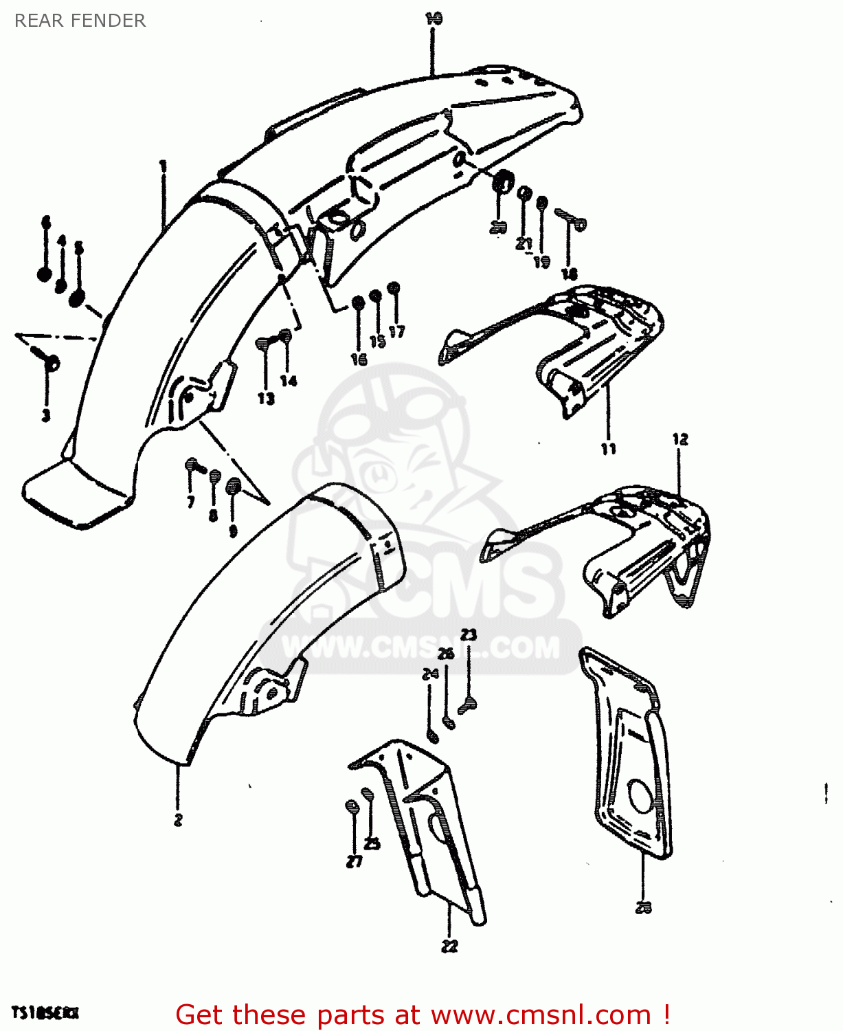 REAR FENDER TS185ER 1981 (X) (E01 E02 E04 E09 E21 E22 E24 E26 E30)