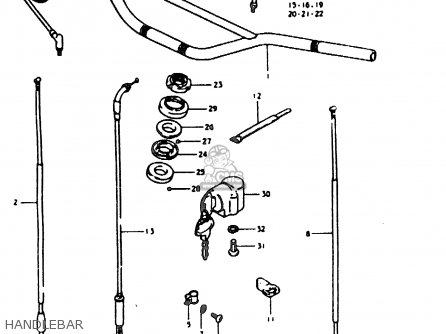 HANDLEBAR - TS185ER 1981 (X) (E01 E02 E04 E09 E21 E22 E24 E26 E30)