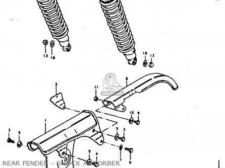 REAR FENDER - SHOCK ABSORBER - TS185ER 1981 (X) (E01 E02 E04 E09 E21 E22 E24 E26 E30)