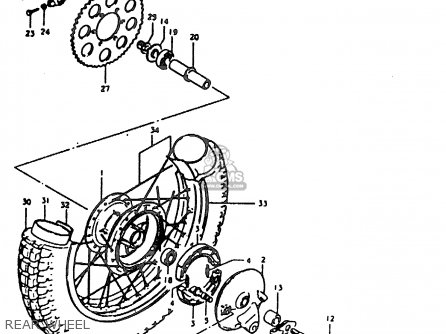REAR WHEEL - TS185ER 1981 (X) (E01 E02 E04 E09 E21 E22 E24 E26 E30)