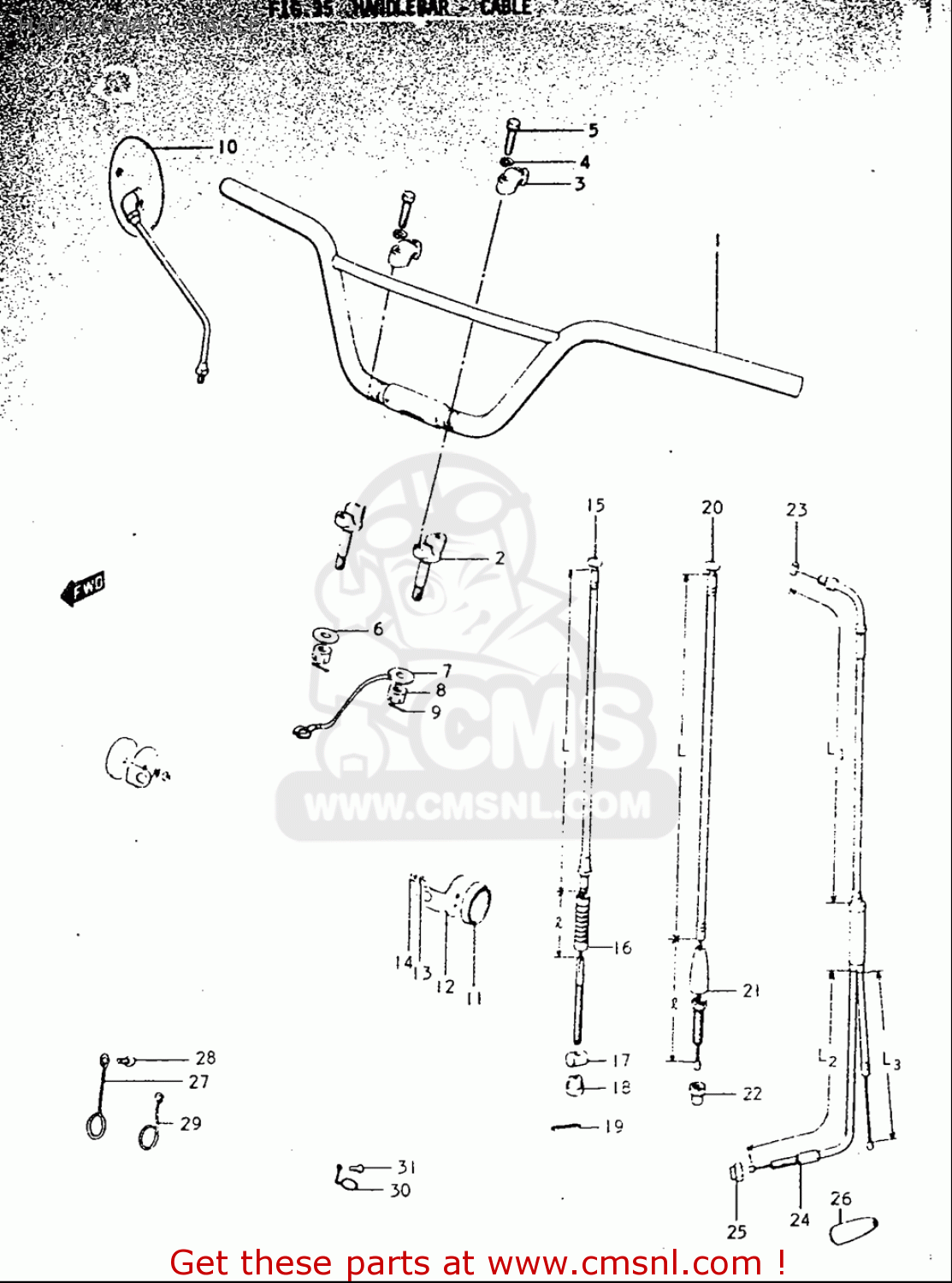 HANDLEBAR - CABLE TS250 19691970 USA (E03)