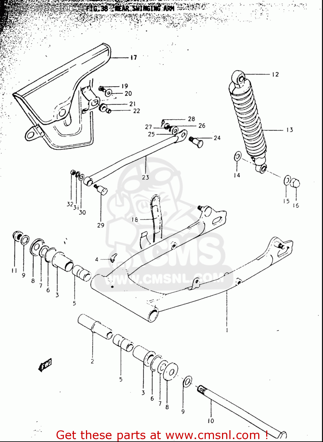REAR SWINGING ARM TS250 19691970 USA (E03)