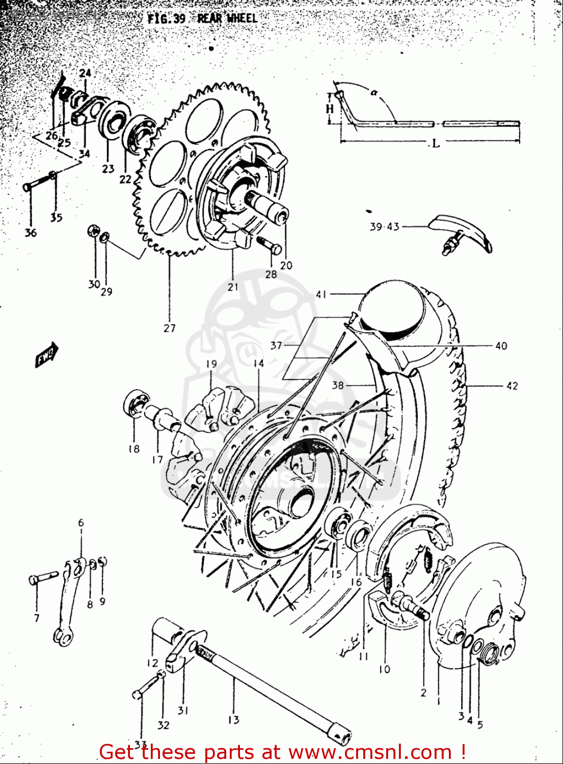REAR WHEEL TS250 19691970 USA (E03)