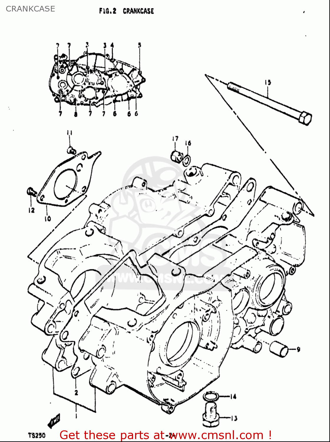 CRANKCASE TS250 1971 1972 (R) (J) USA (E03)