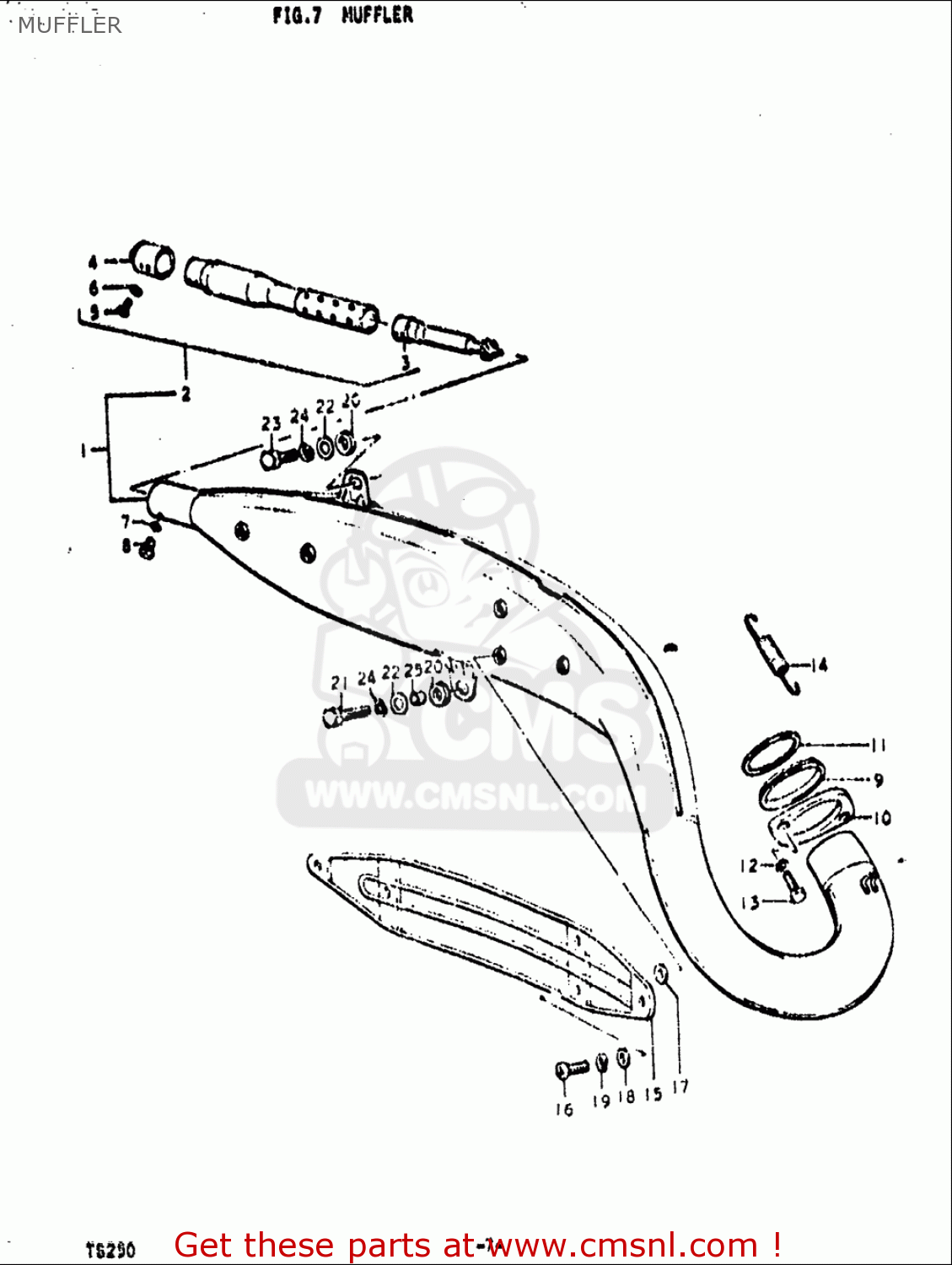 MUFFLER TS250 1971 1972 (R) (J) USA (E03)