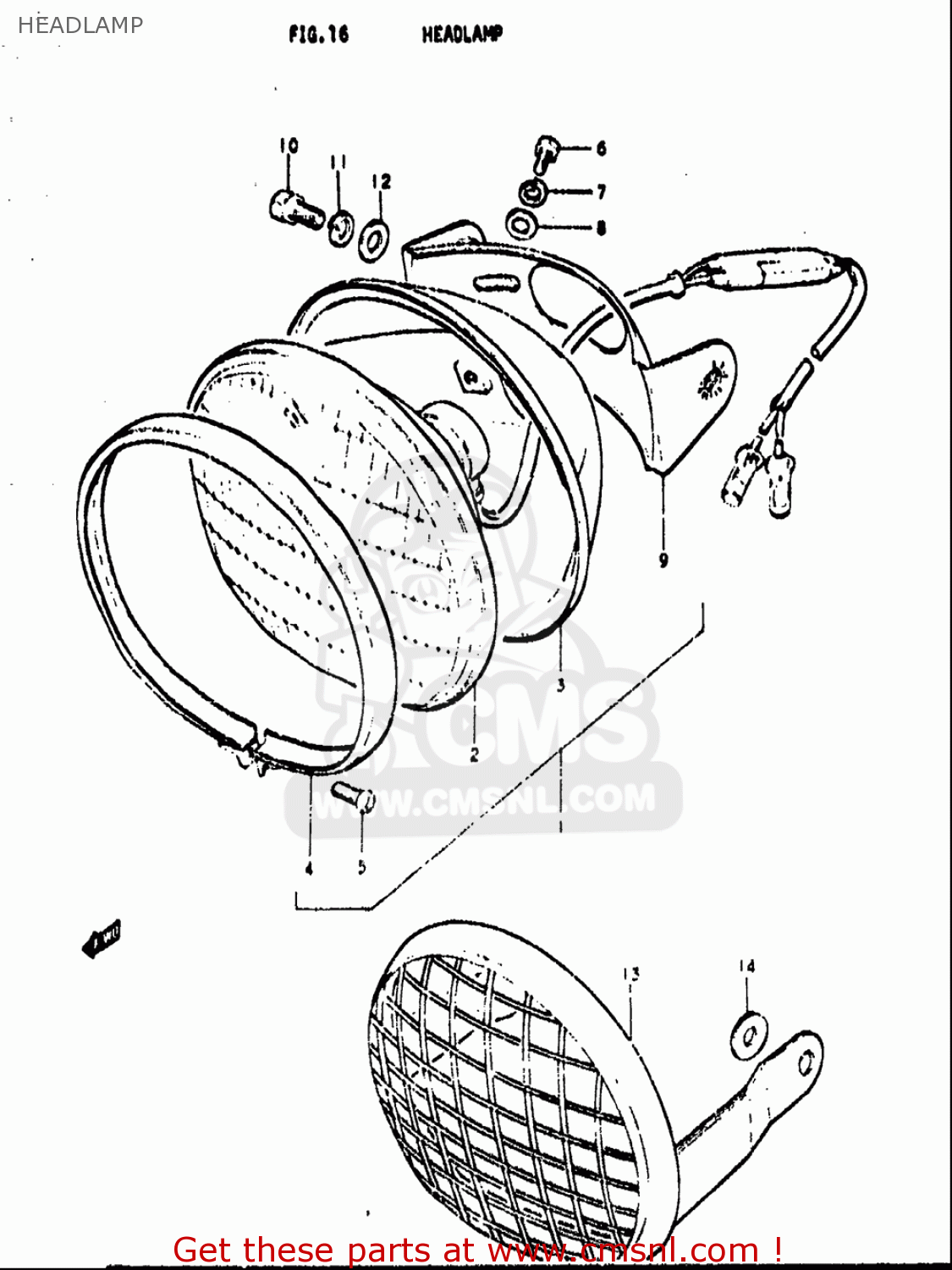 HEADLAMP TS250 1971 1972 (R) (J) USA (E03)