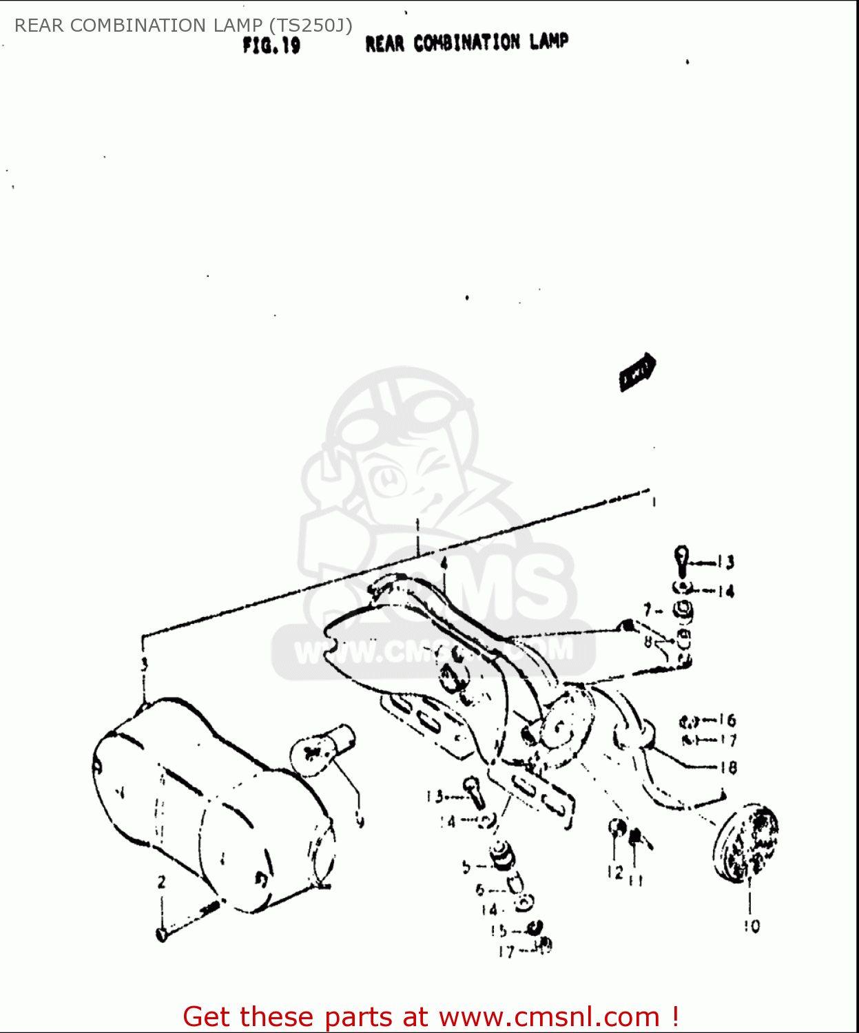 REAR COMBINATION LAMP (TS250J) TS250 1971 1972 (R) (J) USA (E03)