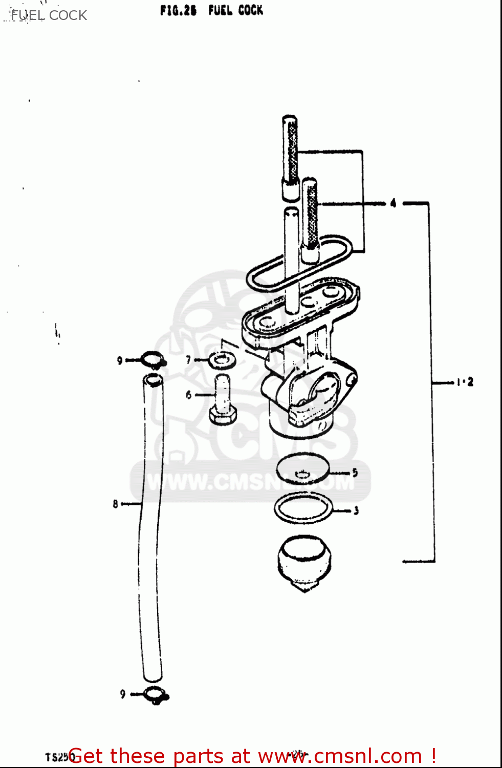 FUEL COCK TS250 1971 1972 (R) (J) USA (E03)