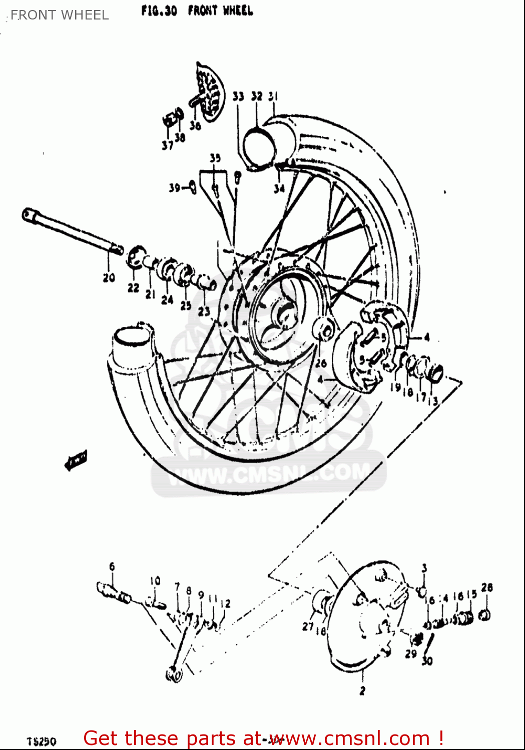 FRONT WHEEL TS250 1971 1972 (R) (J) USA (E03)