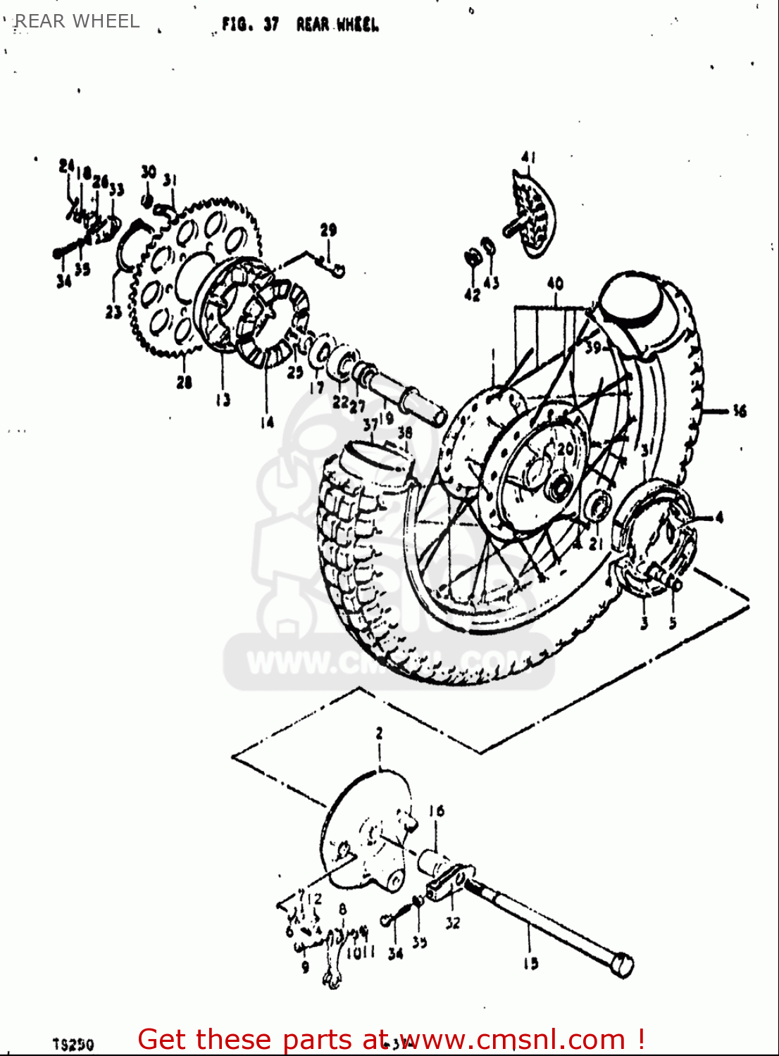 REAR WHEEL TS250 1971 1972 (R) (J) USA (E03)