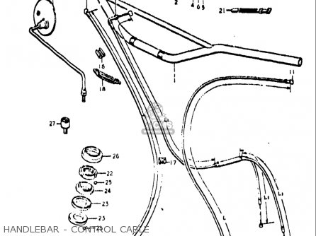 HANDLEBAR - CONTROL CABLE - TS250 1971 1972 (R) (J) USA (E03)