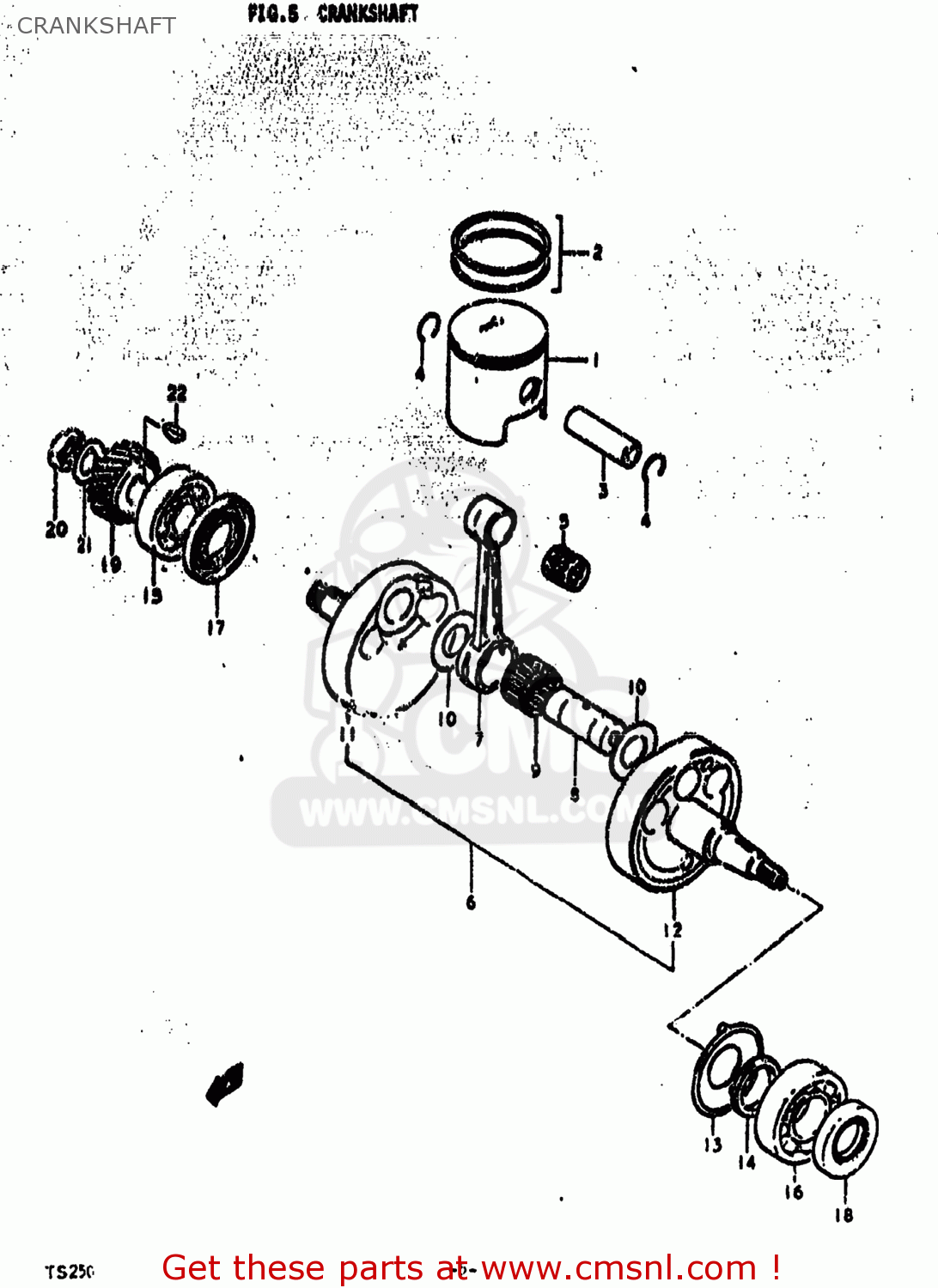 CRANKSHAFT TS250 1973 (K) USA (E03)