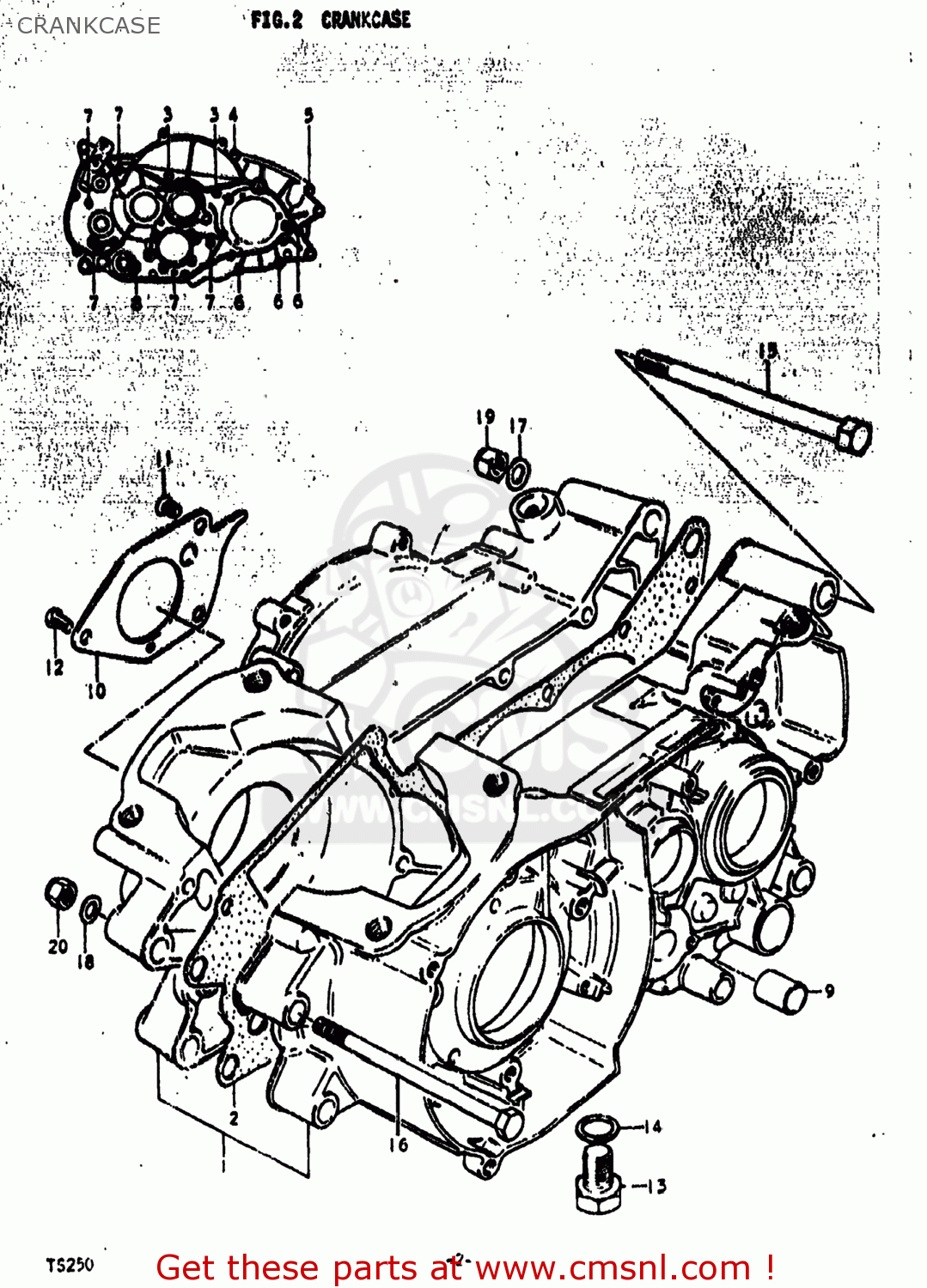 CRANKCASE TS250 1974 (L) USA (E03)