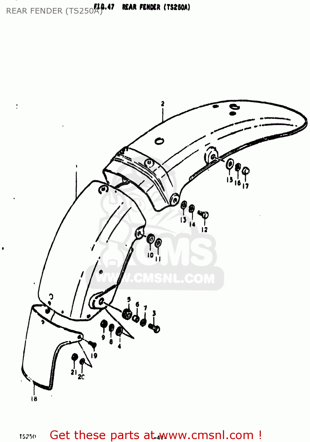 REAR FENDER (TS250A) TS250 1974 (L) USA (E03)