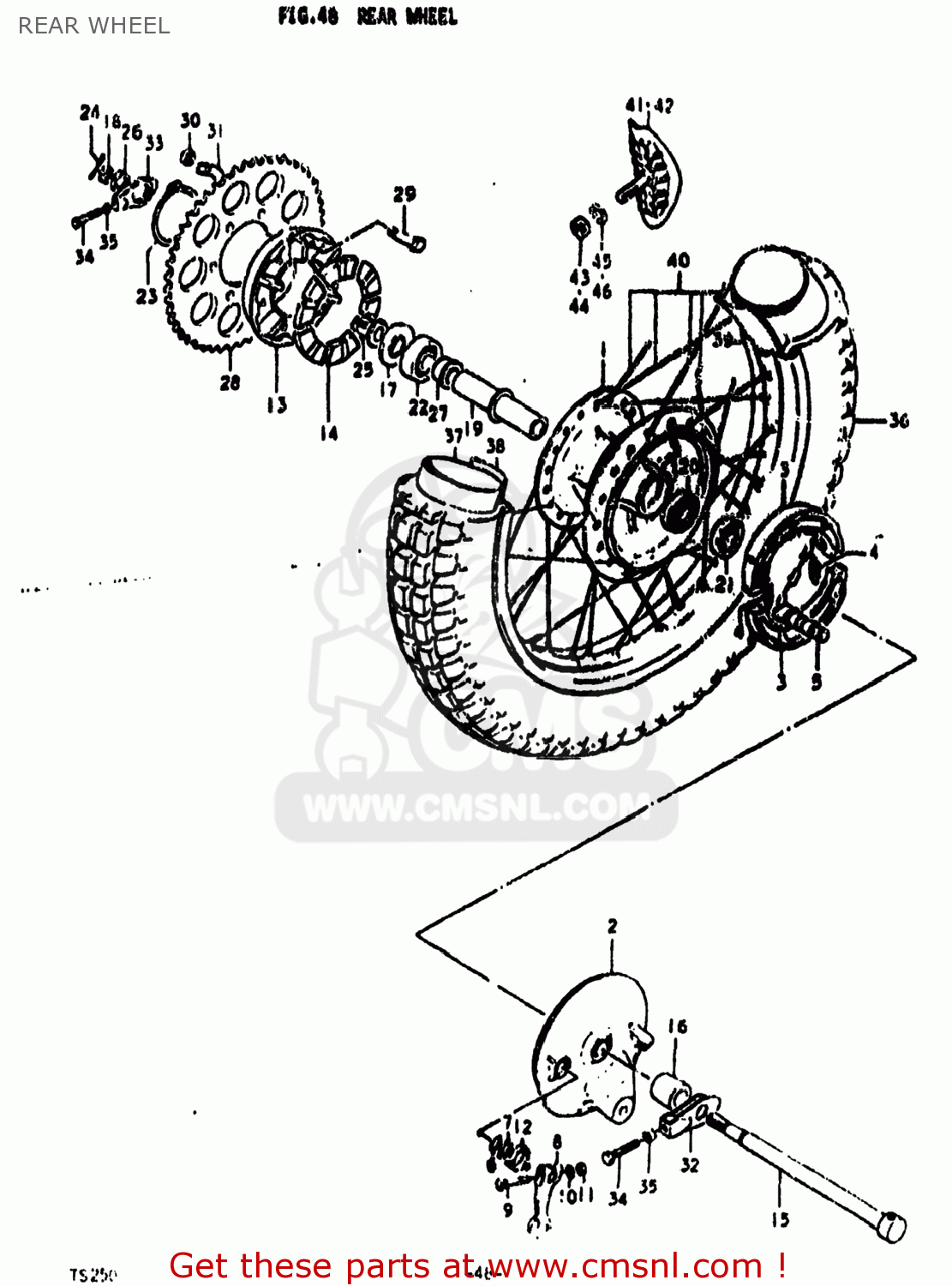 REAR WHEEL TS250 1974 (L) USA (E03)