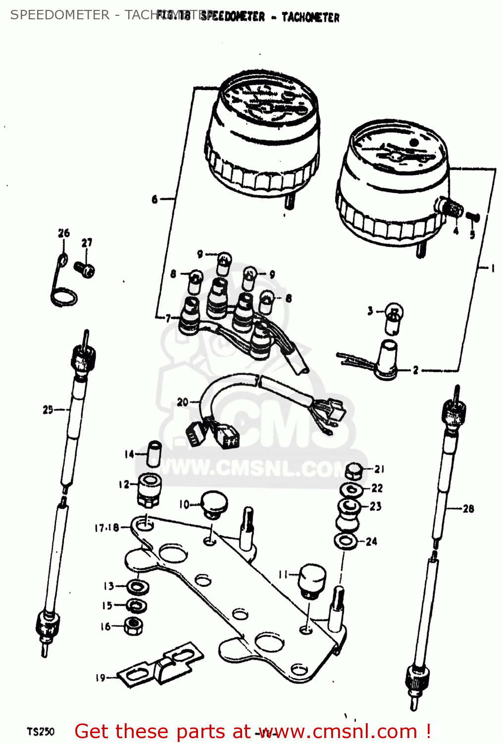 SPEEDOMETER - TACHOMETER TS250 1974 (L) USA (E03)