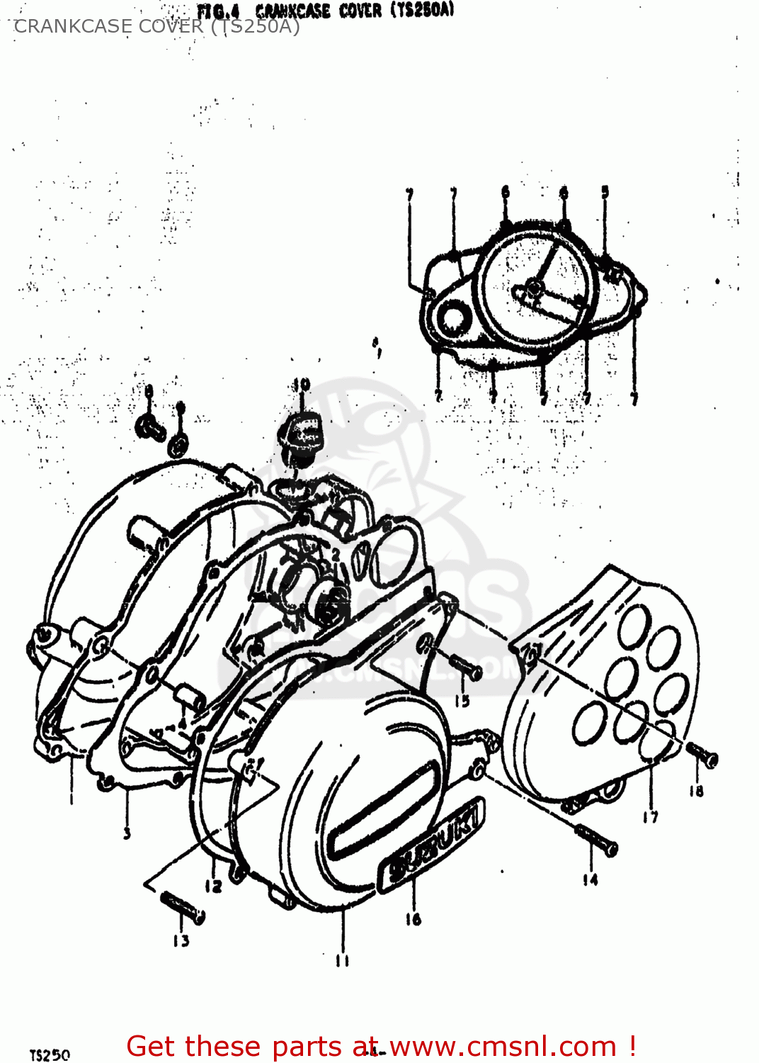 CRANKCASE COVER (TS250A) TS250 1975 (M) USA (E03)