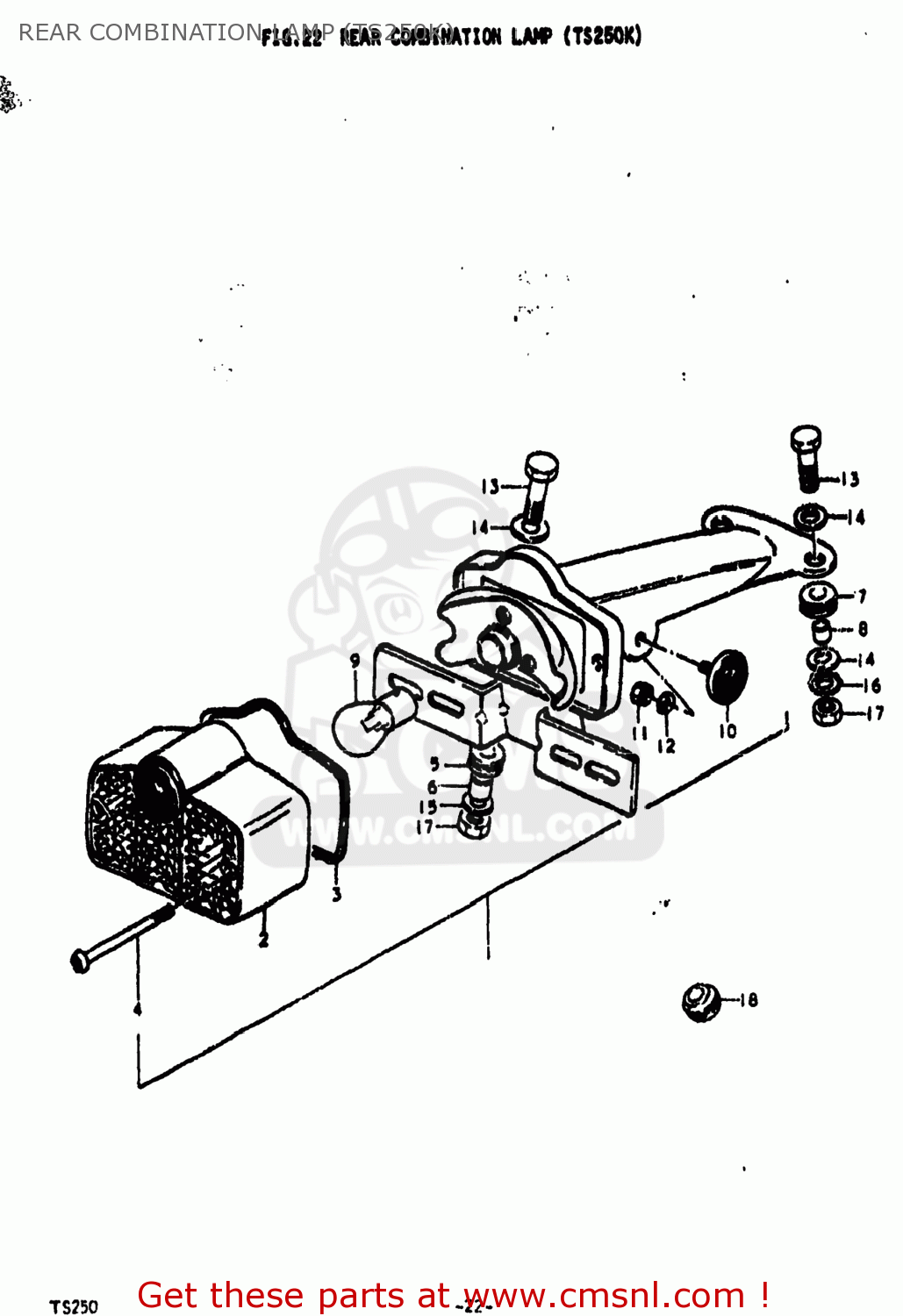 REAR COMBINATION LAMP (TS250K) TS250 1975 (M) USA (E03)