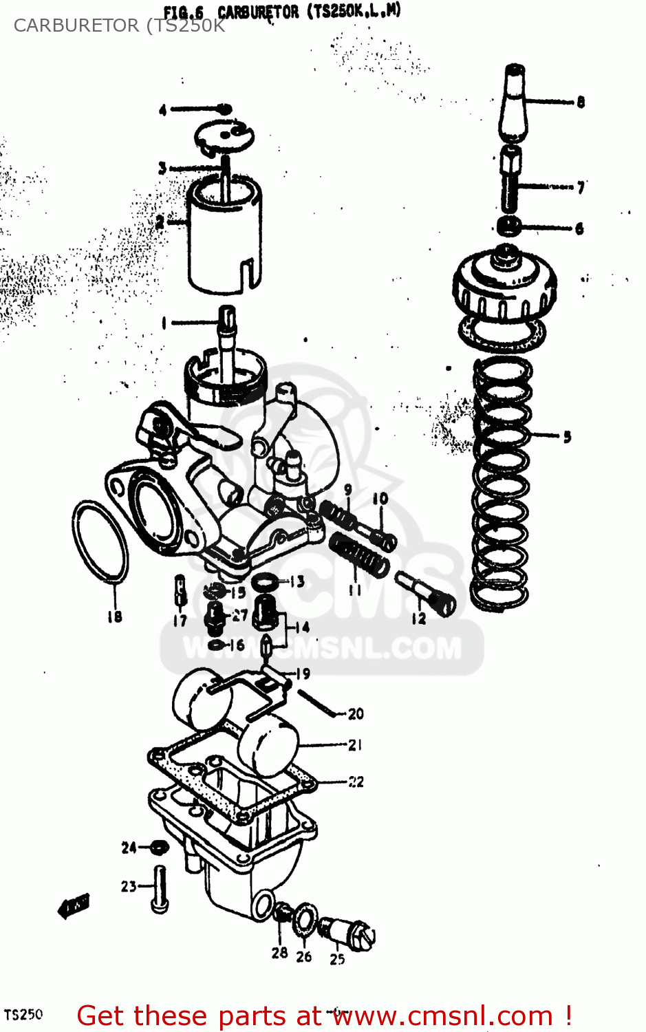 Suzuki TS250 1976 (A) USA (E03) CARBURETOR (TS250K - buy original ...