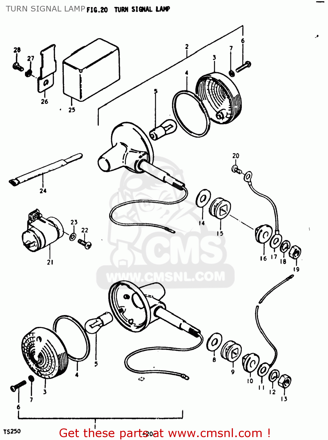 Suzuki TS250 1977 (B) USA (E03) TURN SIGNAL LAMP - buy original TURN ...