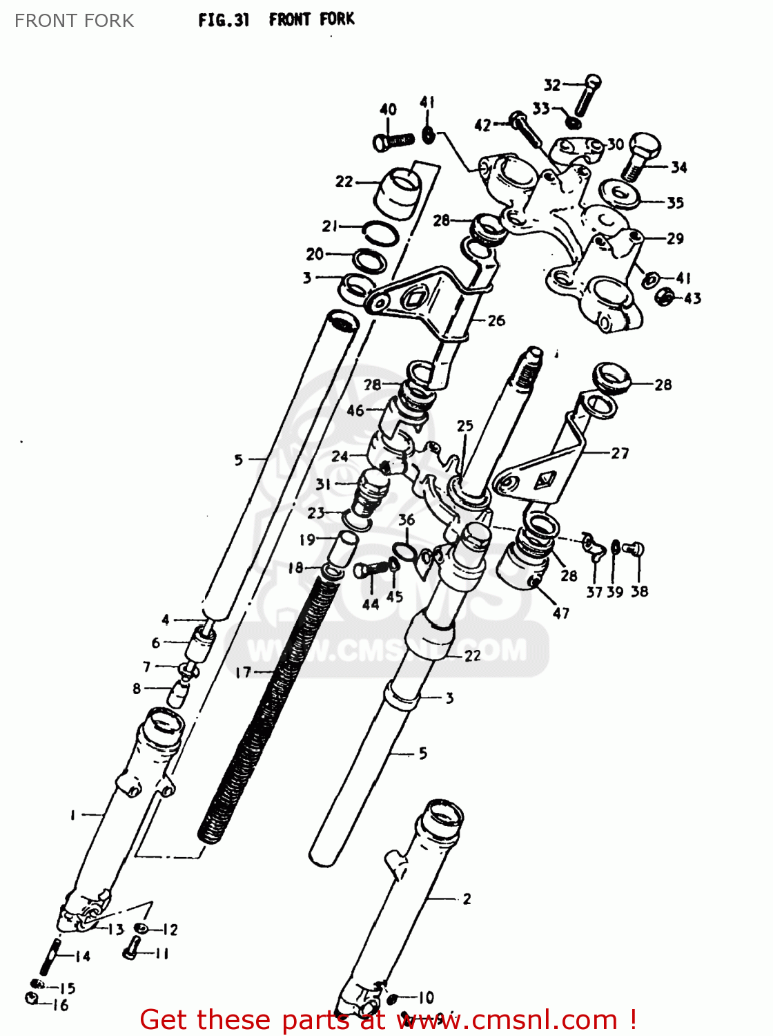FRONT FORK TS250 1977 (B) USA (E03)