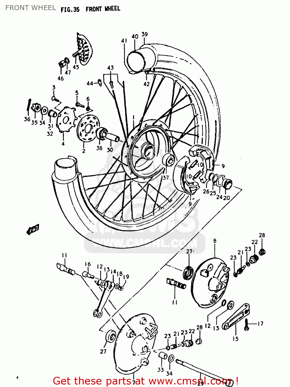 FRONT WHEEL TS250 1977 (B) USA (E03)