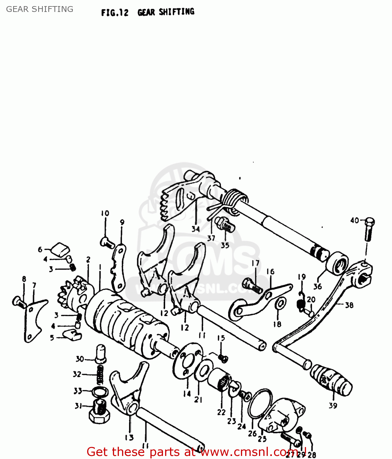GEAR SHIFTING TS250 1977 (B) USA (E03)