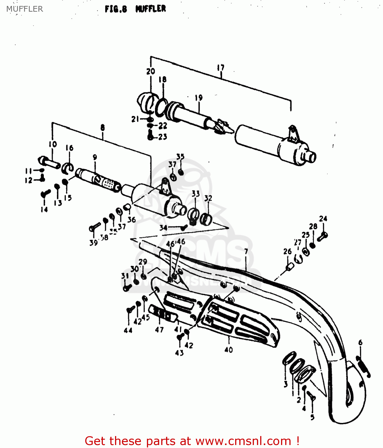 MUFFLER TS250 1977 (B) USA (E03)