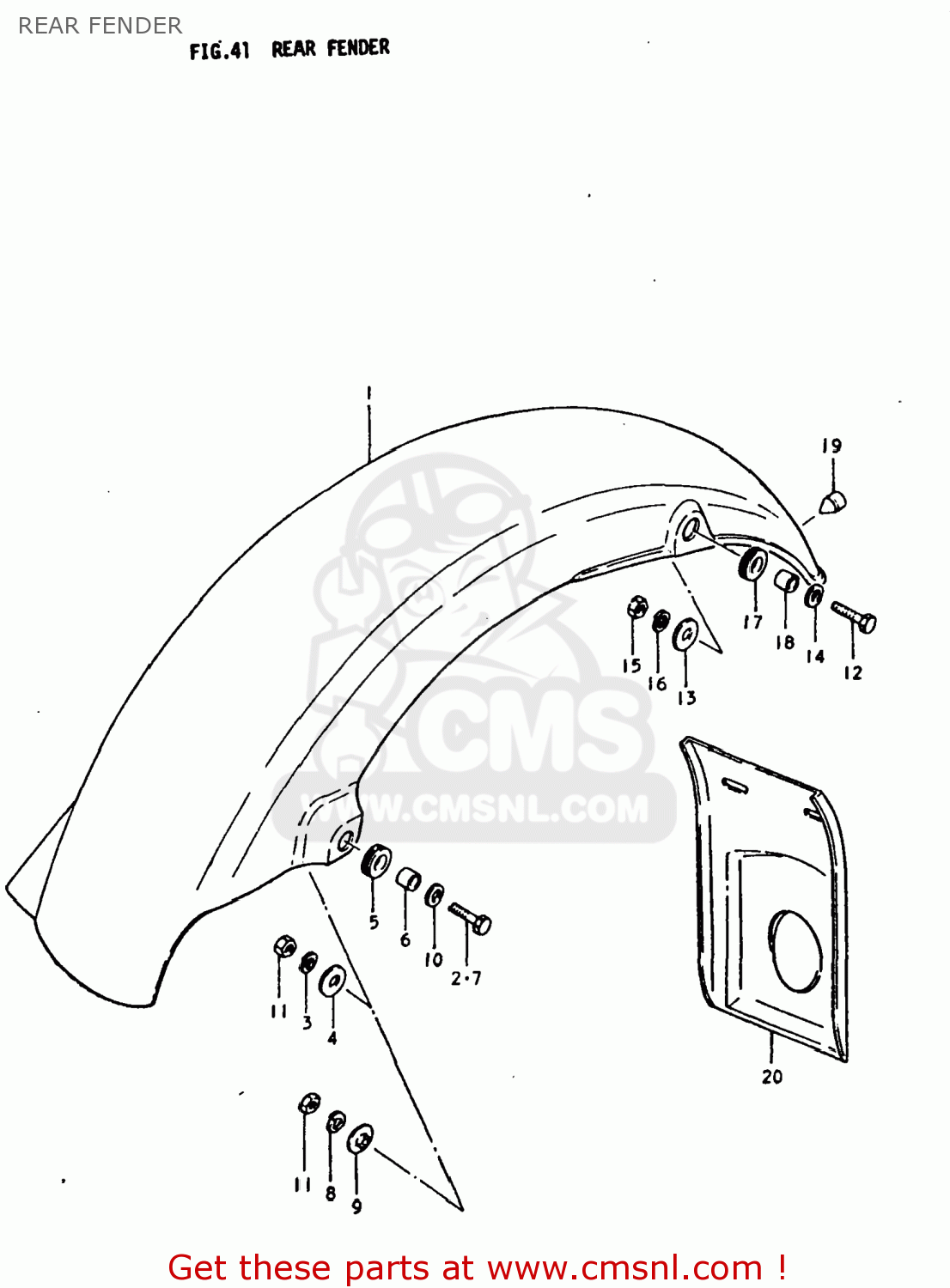 REAR FENDER TS250 1977 (B) USA (E03)