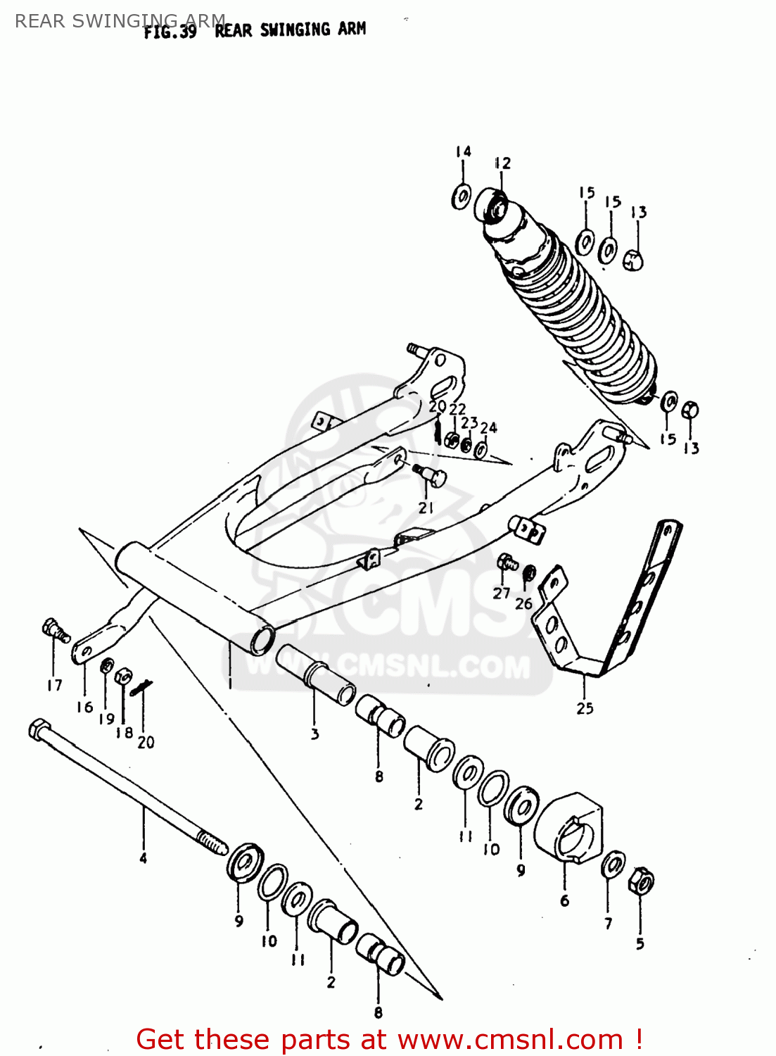 REAR SWINGING ARM TS250 1977 (B) USA (E03)