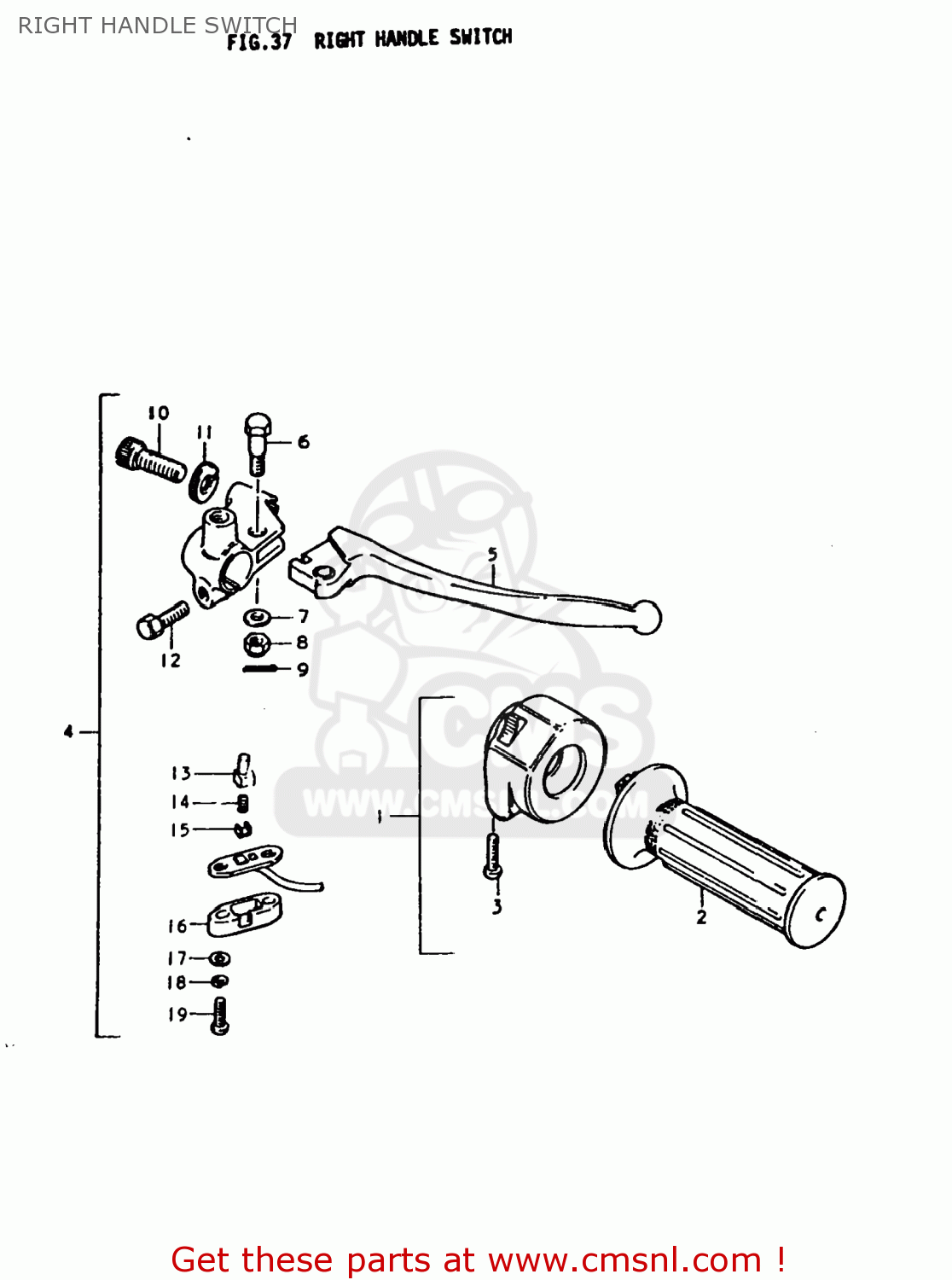 RIGHT HANDLE SWITCH TS250 1977 (B) USA (E03)