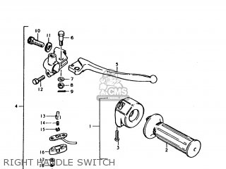 RIGHT HANDLE SWITCH - TS250 1977 (B) USA (E03)