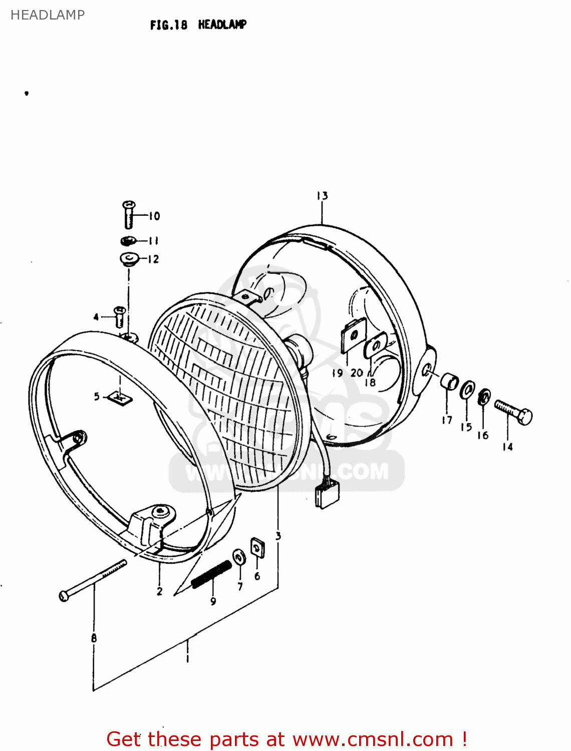 HEADLAMP TS250 1978 (C) USA (E03)
