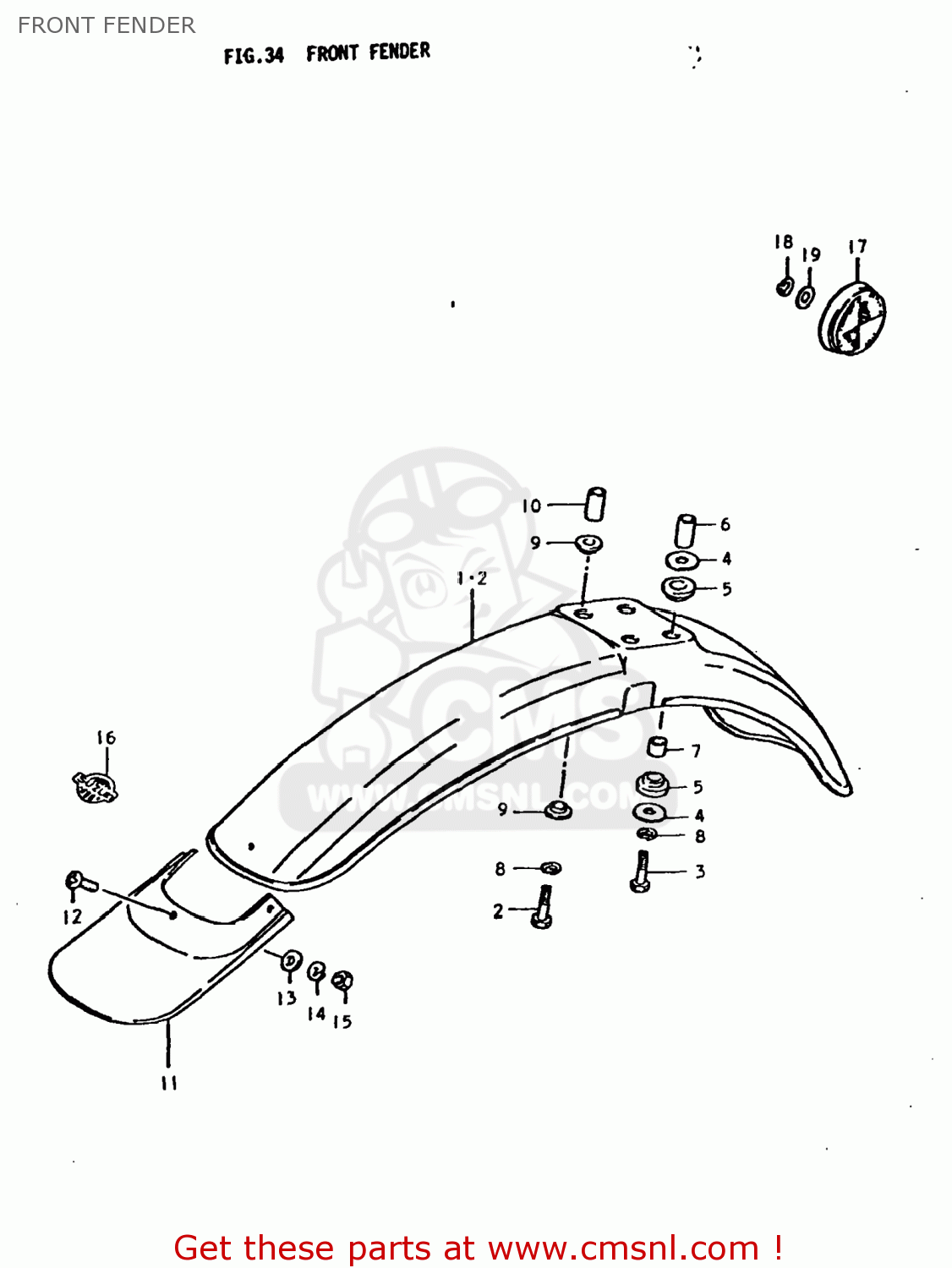 FRONT FENDER TS250 1979 (N) USA (E03)