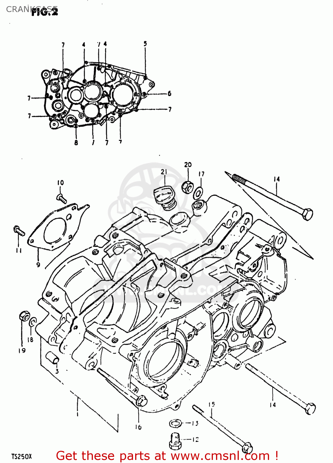 Suzuki TS250 1980 (T) USA (E03) CRANKCASE - buy original CRANKCASE